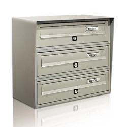 vendita online Casellario postale 3 posti orizzontale esterno - slim Cassette postali, bacheche e casellari Alubox